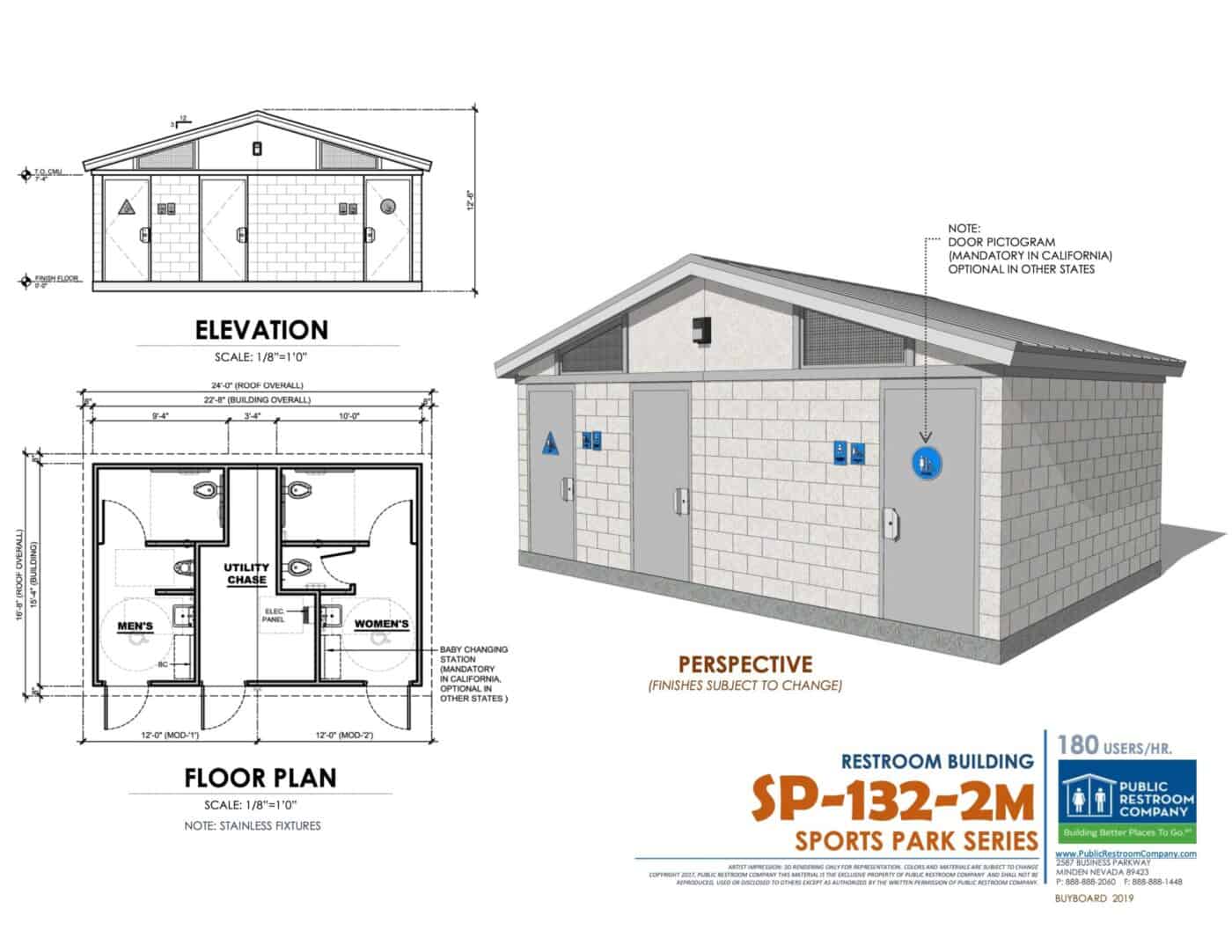 Prefabricated public restroom SP-132-2M